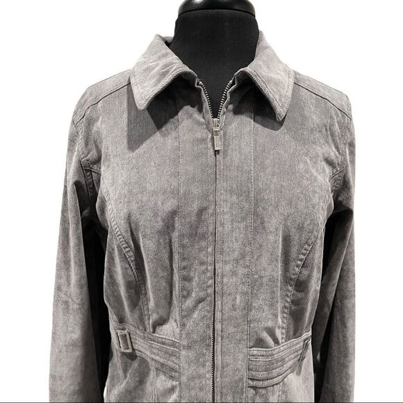 CHRISTOPHER & banks gray corduroy jean jacket style jacket sz M - Picture 2 of 12